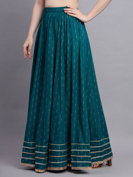 Striped Flared Maxi Skirt Side