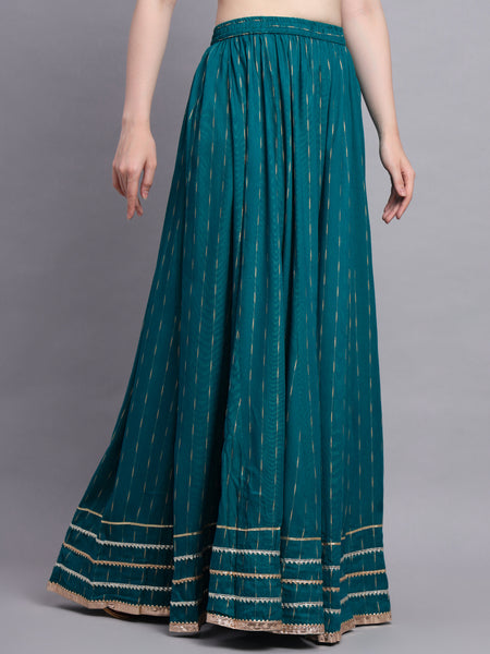 Striped Flared Maxi Skirt Side Image