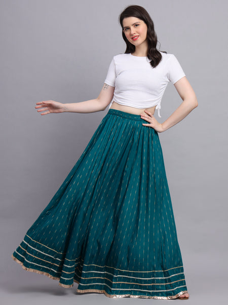 Striped Flared Maxi Skirt 