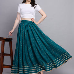 Striped Flared Maxi Skirt Image