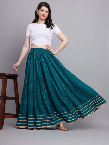 Striped Flared Maxi Skirt Image