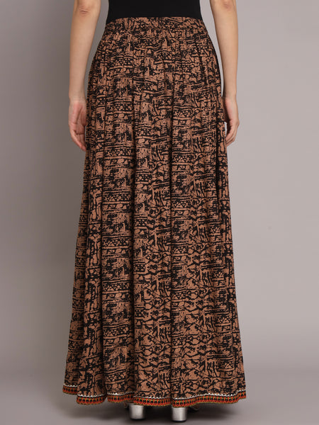Women Abstract Printed Flared Maxi Skirt