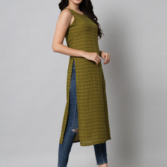 Green Geometric Printed Kurta Side