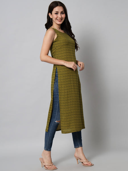 Green Geometric Printed Kurta Side