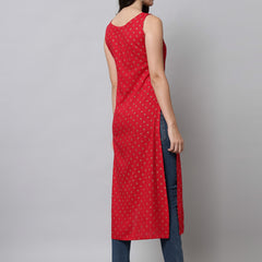 Printed Sleeveless Straight Kurta Back