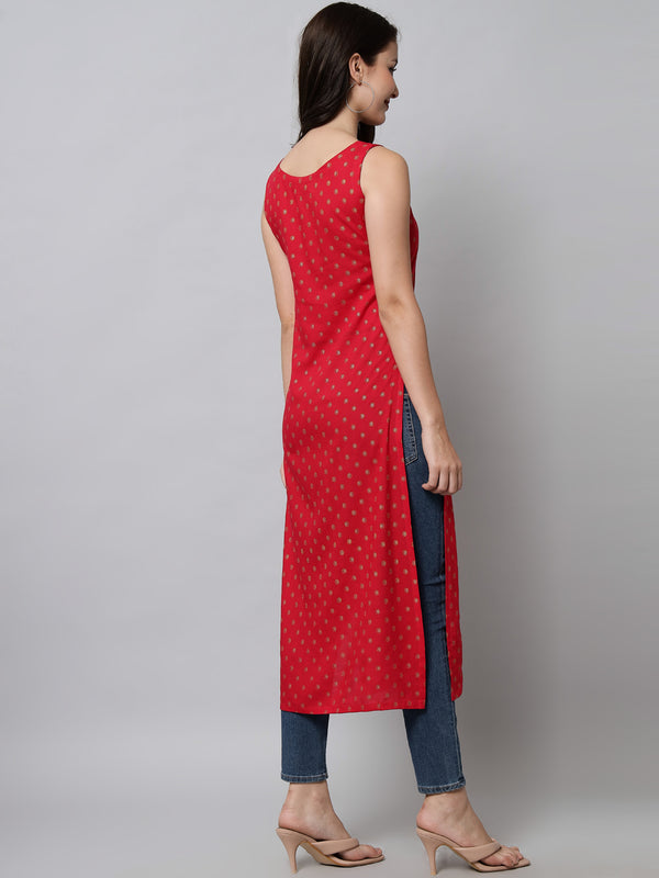 Printed Sleeveless Straight Kurta Back
