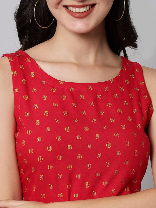 Printed Sleeveless Straight Kurta Close View