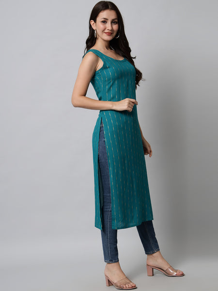 Turquoise Blue Printed Kurta Image