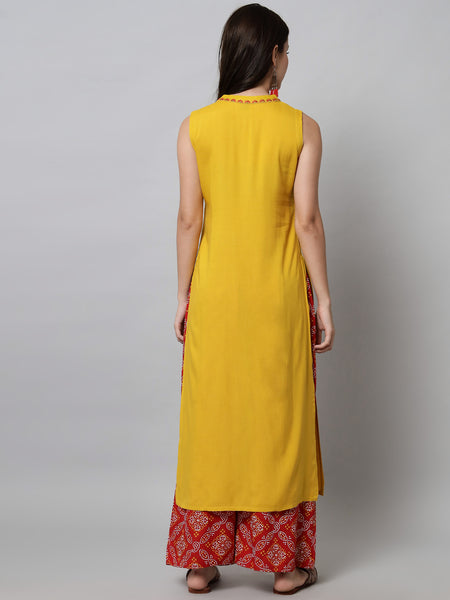 Yellow Ethnic Motifs Yoke Design Kurta Back