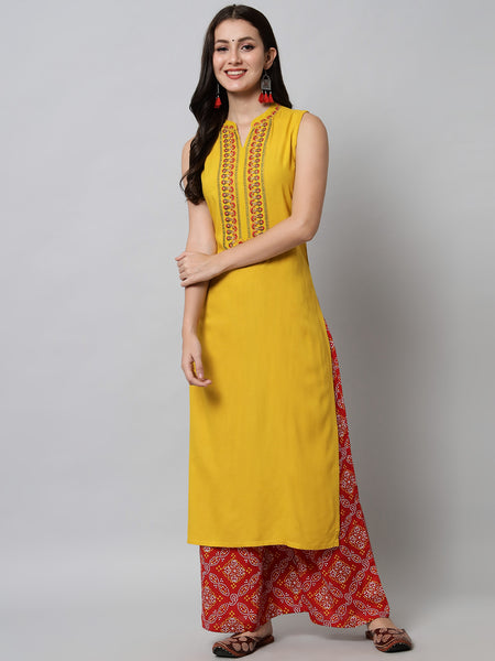 Yellow Ethnic Motifs Yoke Design Kurta