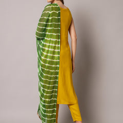 Yellow Embroidered Kurta Set Back