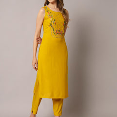 Yellow Embroidered Kurta
