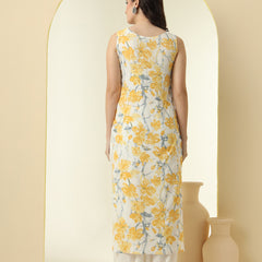 Floral Printed Round Neck Straight Kurta