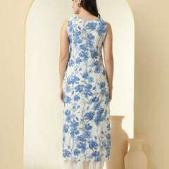 Floral Printed Round Neck Straight Kurta