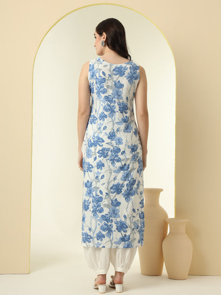 Floral Printed Round Neck Straight Kurta