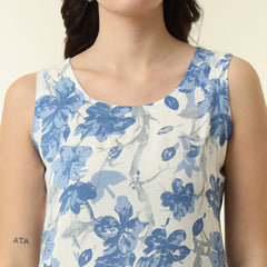 Floral Printed Round Neck Straight Kurta