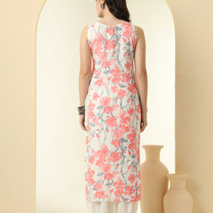 Floral Printed Round Neck Straight Kurta