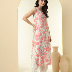 Floral Printed Round Neck Straight Kurta