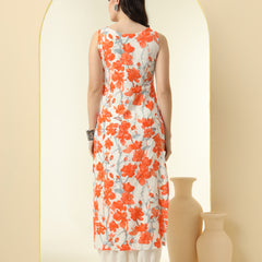 Floral Printed Round Neck Straight Kurta