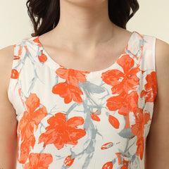 Floral Printed Round Neck Straight Kurta