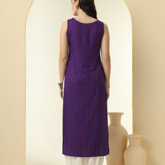 Geometric Printed Round Neck Sleeveless Kurta