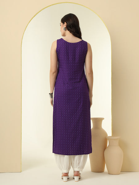 Geometric Printed Round Neck Sleeveless Kurta