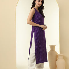 Geometric Printed Round Neck Sleeveless Kurta