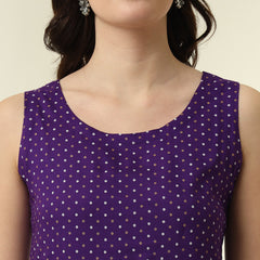 Geometric Printed Round Neck Sleeveless Kurta