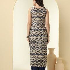 Geometric Printed Round Neck Sleeveless Kurta