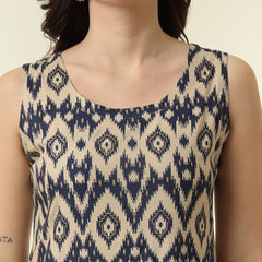Geometric Printed Round Neck Sleeveless Kurta