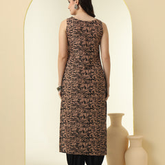 Abstract Printed Round Neck Straight Kurta