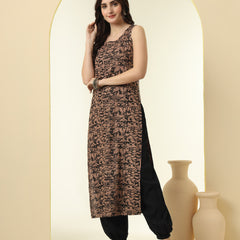 Abstract Printed Round Neck Straight Kurta