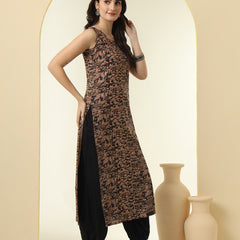 Abstract Printed Round Neck Straight Kurta