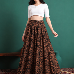 Women Abstract Printed Flared Maxi Skirt