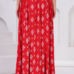 Women Printed Flared Maxi Skirt