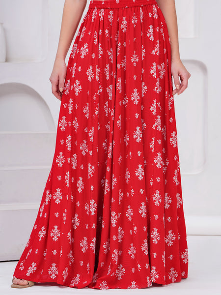 Women Printed Flared Maxi Skirt
