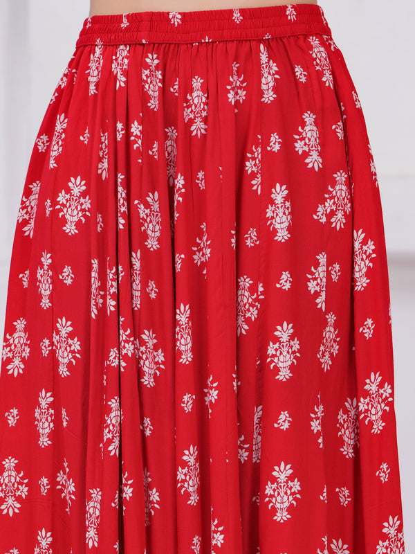 Women Printed Flared Maxi Skirt