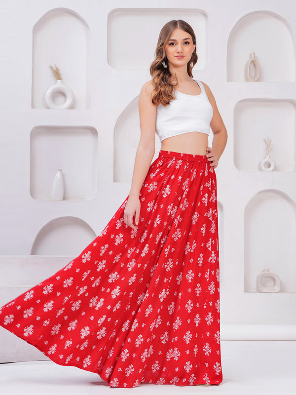 Women Printed Flared Maxi Skirt