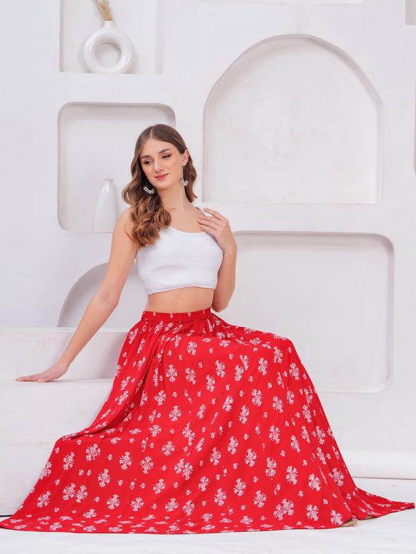 Women Printed Flared Maxi Skirt