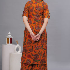 Women Floral Printed Pure Cotton Kurta with Palazzos