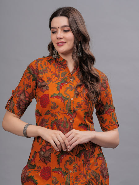 Women Floral Printed Pure Cotton Kurta with Palazzos
