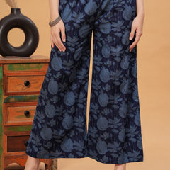 Women Floral Print Cotton Kurta With Plazzos
