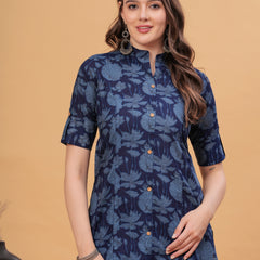 Women Floral Print Cotton Kurta With Plazzos