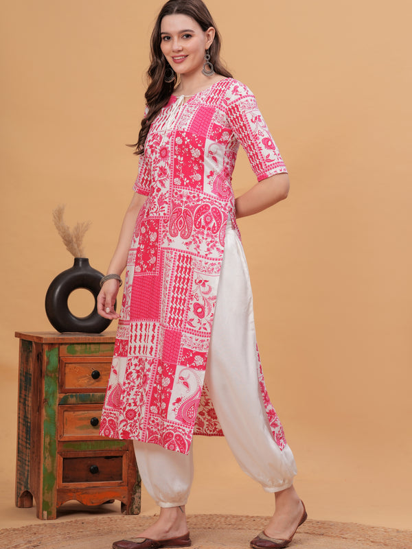 Women Floral Printed Regular Kurta with Salwar