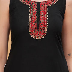 Women Motif Yoke Design Straight Kurta with Patiala