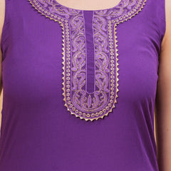 Women Embroidered Purple Kurta with Harem Pants