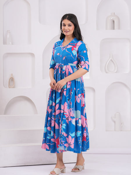 Print Fit & Flare Maxi Dress