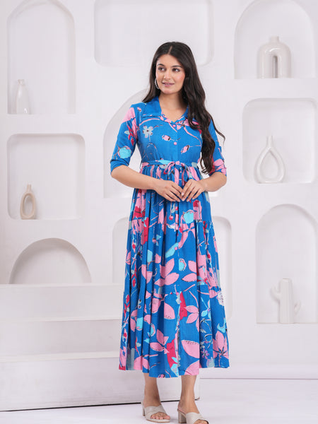 Print Fit & Flare Maxi Dress