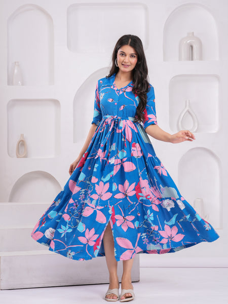 Print Fit & Flare Maxi Dress