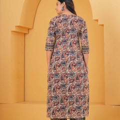 Women Multicolor Pure Cotton Kurta with Trousers & With Dupatta